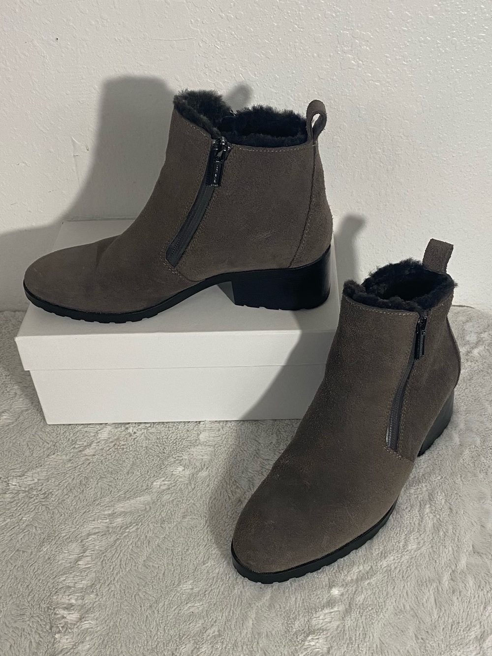 Cole Haan Oak Waterproof Suede Shearling Ankle Boots Women’s Size 9B